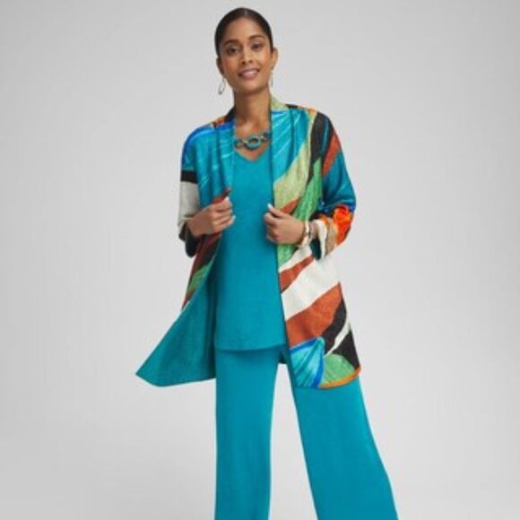 NWT CHICOS Travelers™ Collection Palms Reversible Crushed Jacket SIZE 2 - Picture 2 of 3